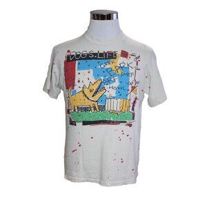 Vintage 1980s OP Ocean Pacific Surfer T Shirt M Dogs Life hiking Single Stitch